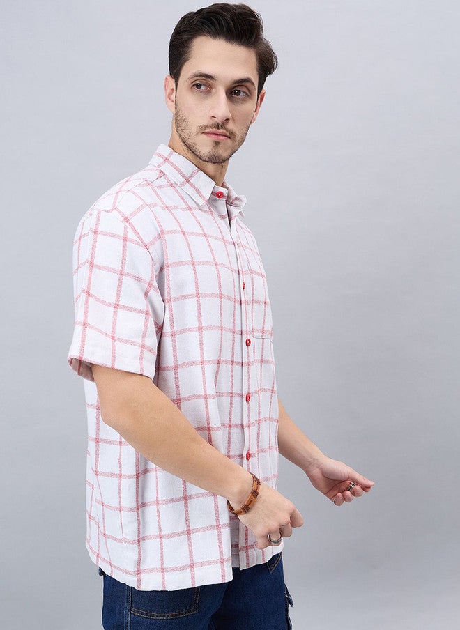 CHIMPAAANZEE Windowpane Checked Oversized Casual Shirt - Image 3